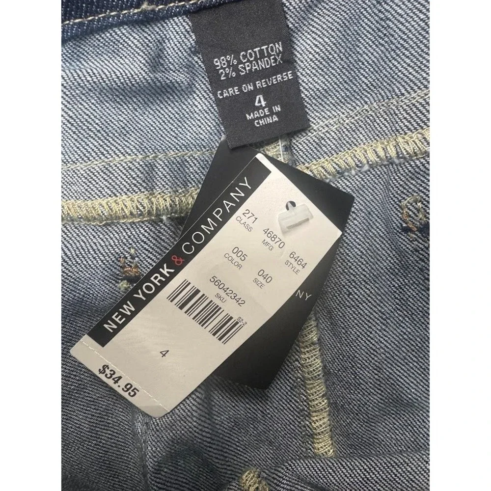 New York & Company Women Dark Wash Denim Mini Skirt Size 4‎ Stretch 5-Pocket NWT